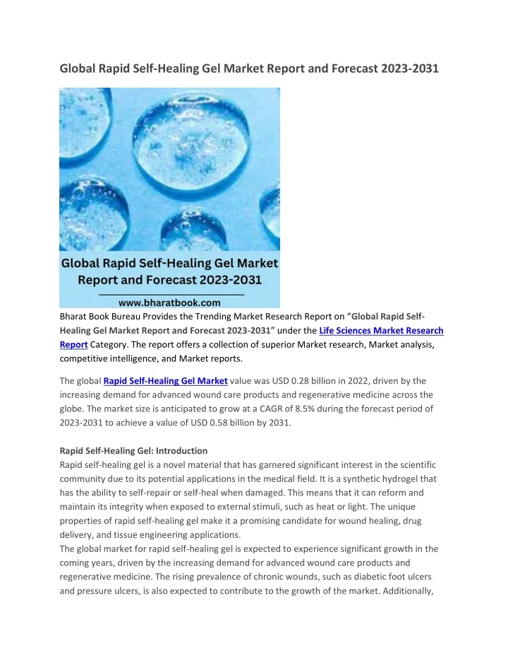 global rapid self healing gel market report