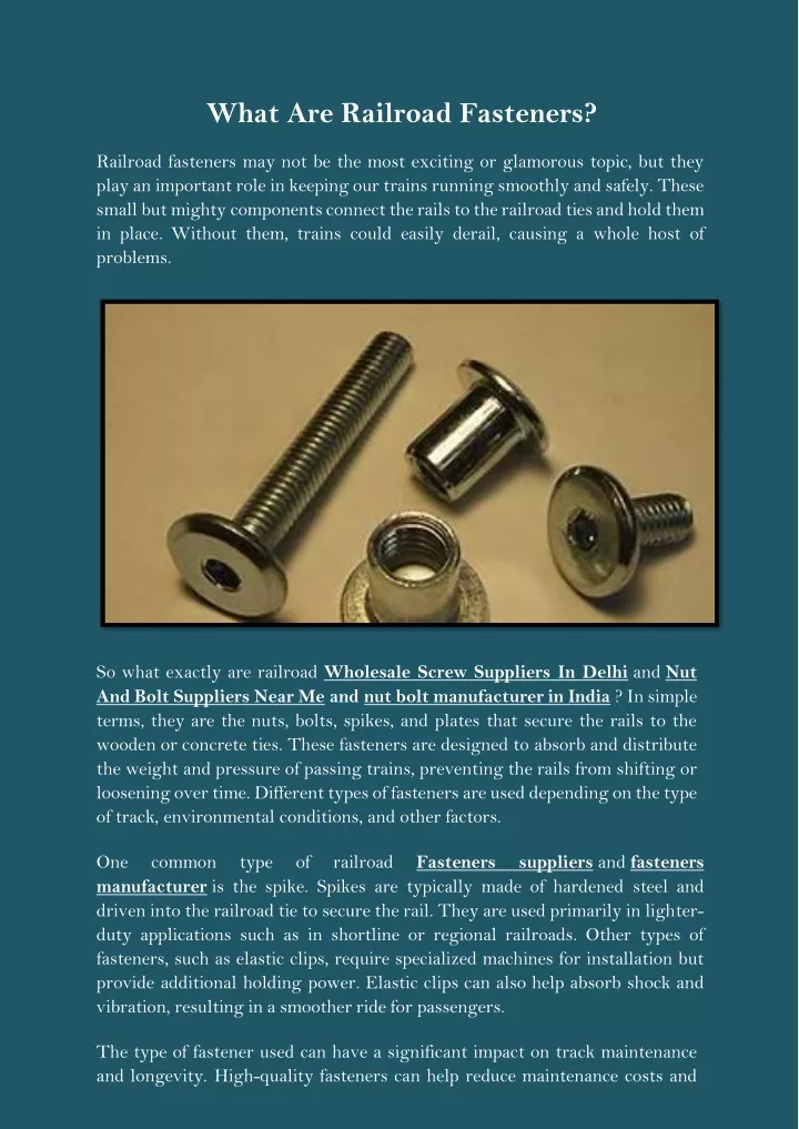 what are railroad fasteners
