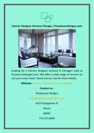 Interior Designer Services Chicago  Perpetuumdesigns