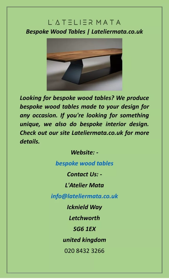 bespoke wood tables lateliermata co uk