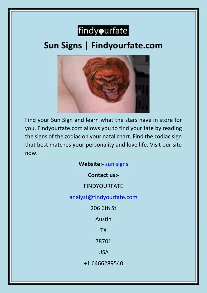 sun signs findyourfate com