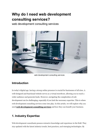 Why do I need web development consulting services
