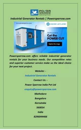industrial generator rentals powersparrow com
