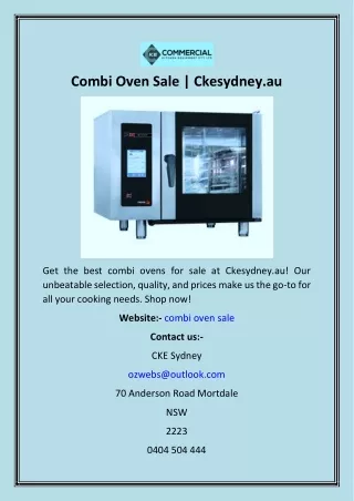 Combi Oven Sale  Ckesydney