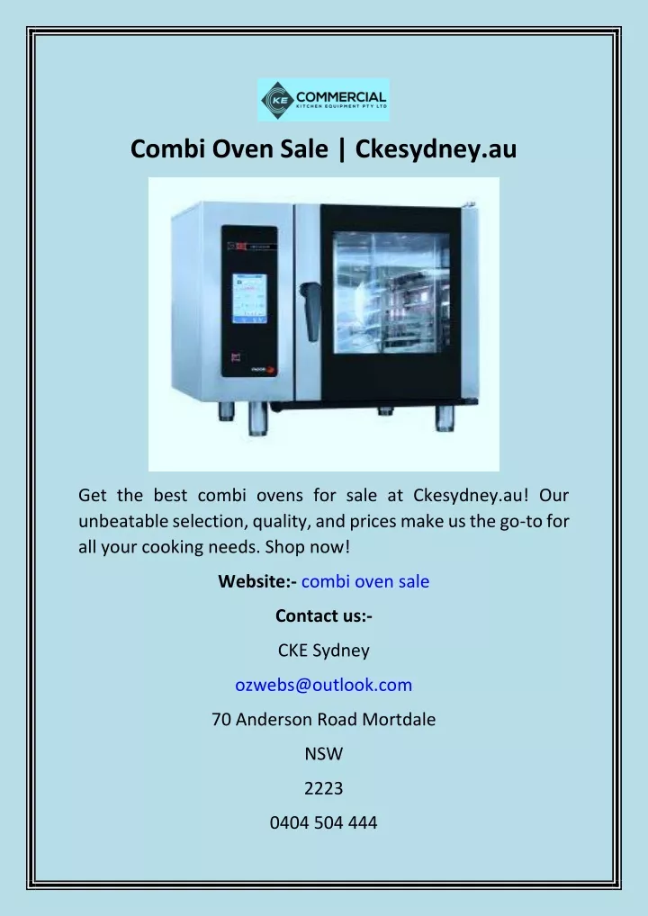 combi oven sale ckesydney au