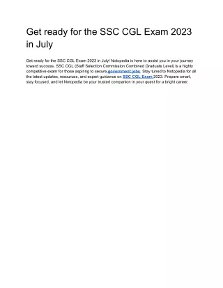 get ready for the ssc cgl exam 2023 in july