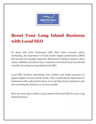 Boost Your Long Island Business with Local SEO