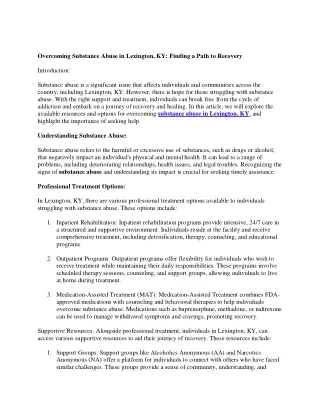overcoming substance abuse in lexington