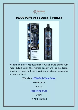 10000 Puffs Vape Dubai  Puff.ae