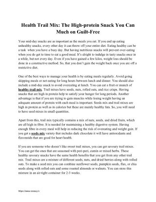 Health Trail Mix - The High-protein Snack You Can Much on Guilt-Free
