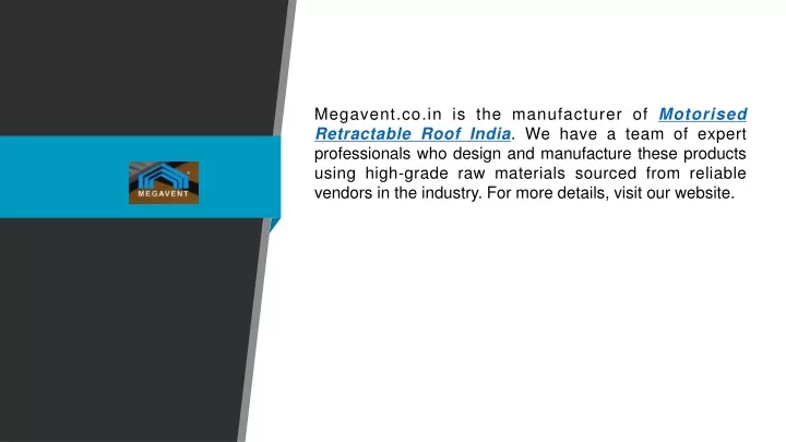 megavent co in is the manufacturer of motorised