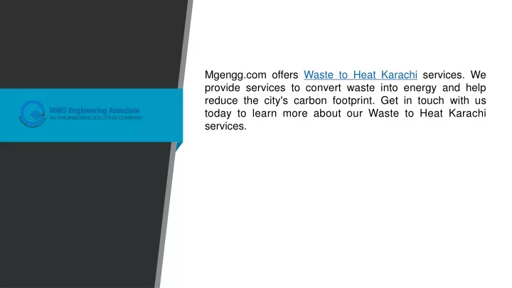 mgengg com offers waste to heat karachi services
