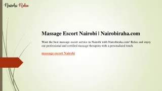 Massage Escort Nairobi  Nairobiraha.com