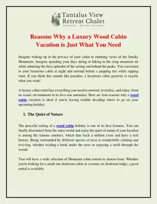 Reasons Why a Luxury Wood Cabin Vacation is Just What You Need