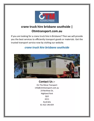 crane truck hire brisbane southside otmtransport