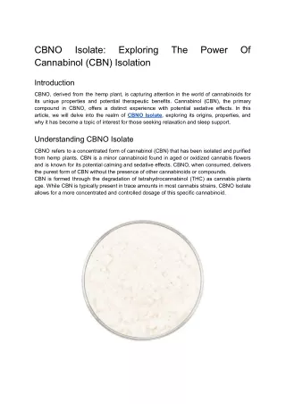 CBNO Isolate_ Exploring the Power of Cannabinol (CBN) Isolation