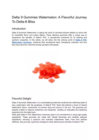 Delta 9 Gummies Watermelon_ A Flavorful Journey to Delta-8 Bliss
