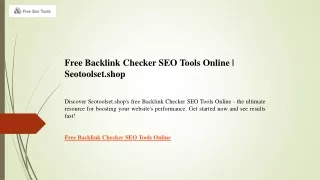 Free Backlink Checker SEO Tools Online  Seotoolset.shop