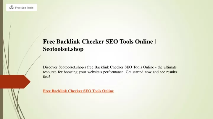 free backlink checker seo tools online seotoolset