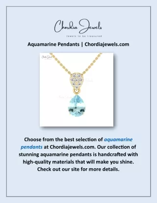 Aquamarine Pendants Online | Chordiajewels.com