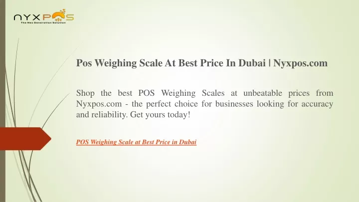 pos weighing scale at best price in dubai nyxpos