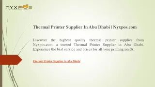 Thermal Printer Supplier In Abu Dhabi  Nyxpos.com A