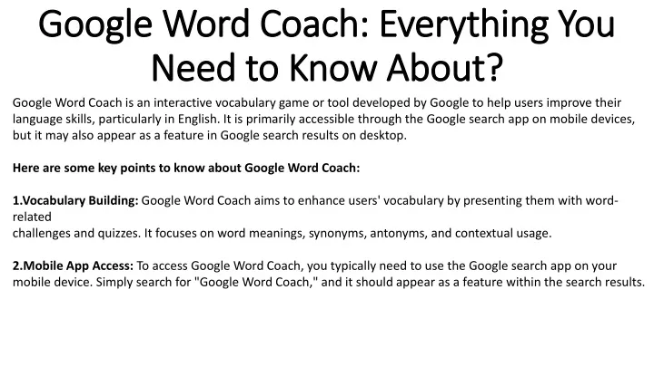 google word coach everything you need to know about