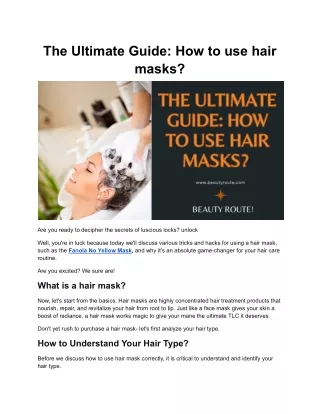 The Ultimate Guide: How to use hair masks?
