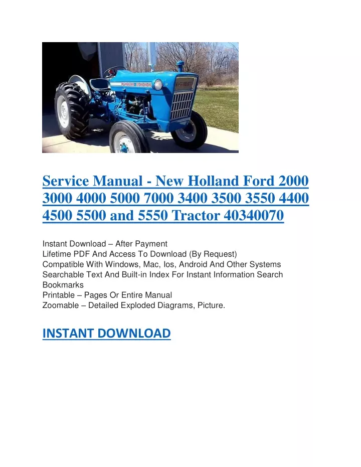 service manual new holland ford 2000 3000 4000