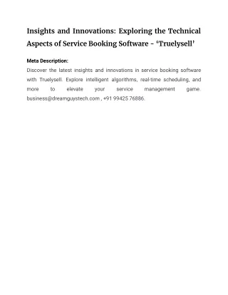 Insights and Innovations_ Exploring the Technical Aspects of Service Booking Software