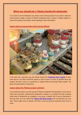 What you should ask a Tibetan handicraft wholesaler