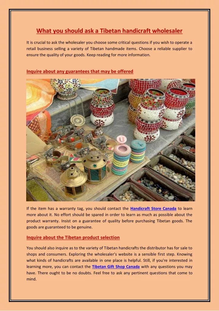 what you should ask a tibetan handicraft