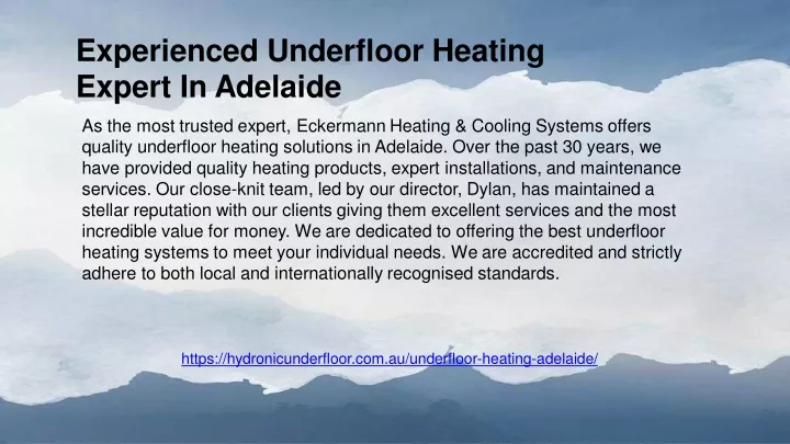 experienced underfloor heating expert in adelaide