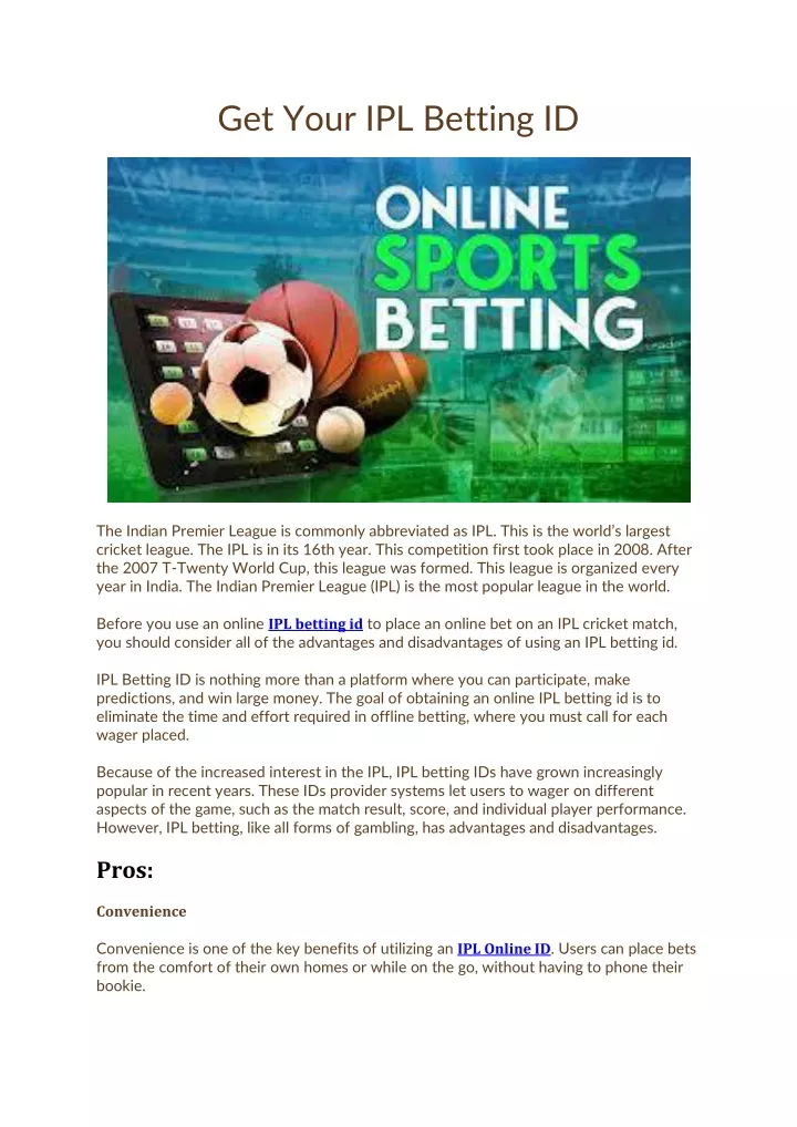 get your ipl betting id