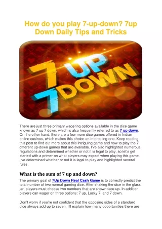 How do you play 7-up-down 7up Down Daily Tips and Tricks.docx