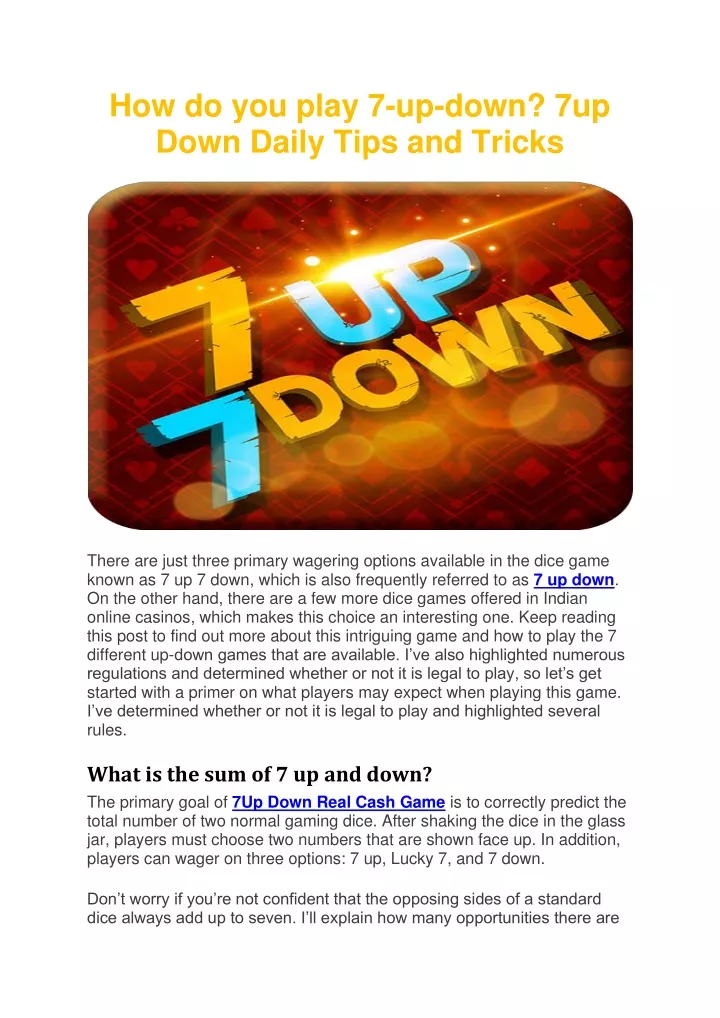 how do you play 7 up down 7up down daily tips