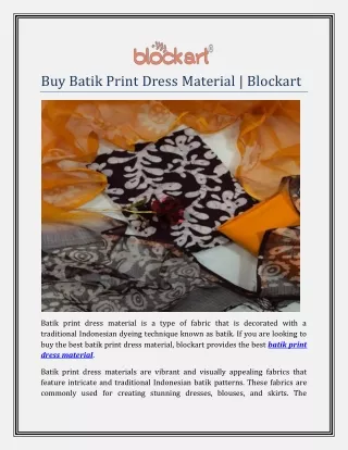 Buy Batik Print Dress Material | Blockart