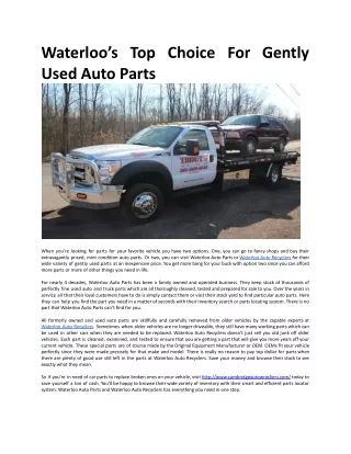 Waterloo’s Top Choice For Gently Used Auto Parts