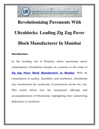 Zig Zag Paver Block Manufacturer In Mumbai Call-8530472460