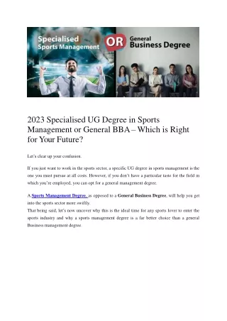 2023 Specialised UG Degree in Sports Management or General BBA-Sports Blog-IISM
