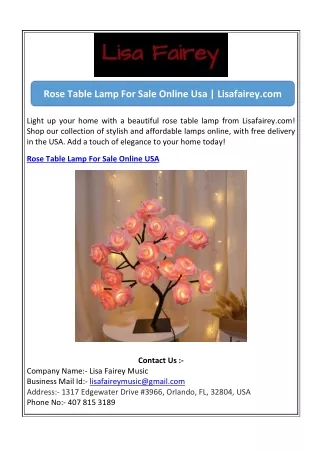 Rose Table Lamp For Sale Online Usa | Lisafairey.com