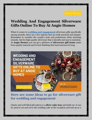 WEDDING AND ENGAGEMENT SILVERWARE GIFTS ANGIE HOMES