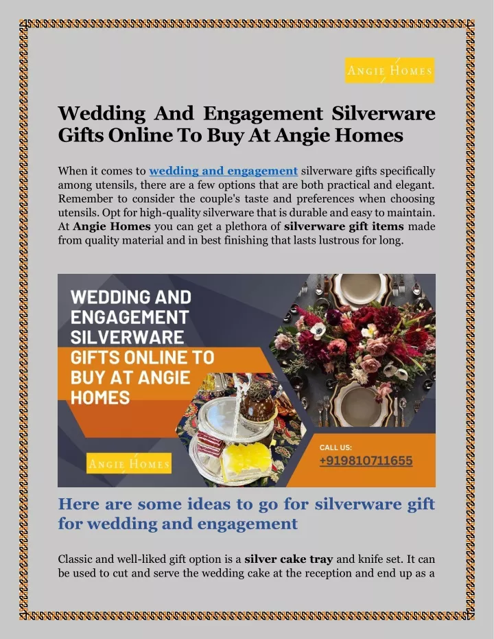 wedding and engagement silverware gifts online