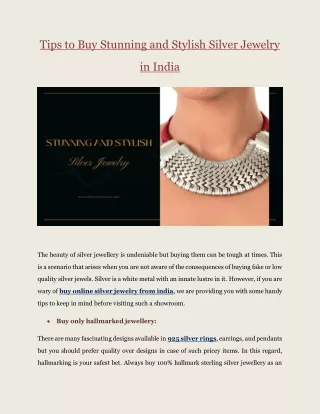 Tips to Buy Stylish Silver Jewelry in India