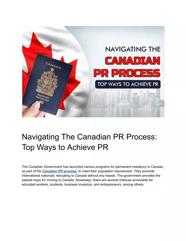 navigating the canadian pr process top ways