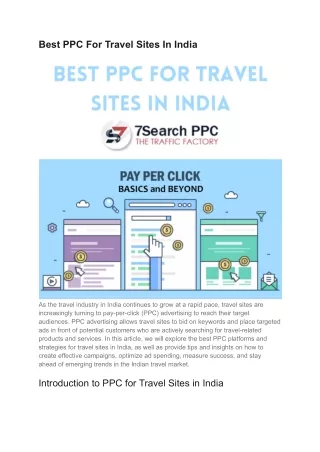 Best PPC For Travel Sites In India