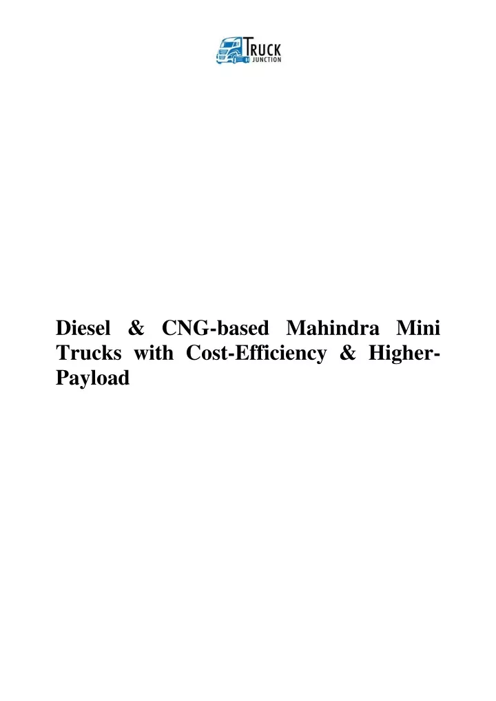 diesel cng based mahindra mini trucks with cost