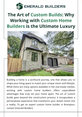 The Art of Custom Builds Why Working with Custom Home Builders is the Ultimate Luxury