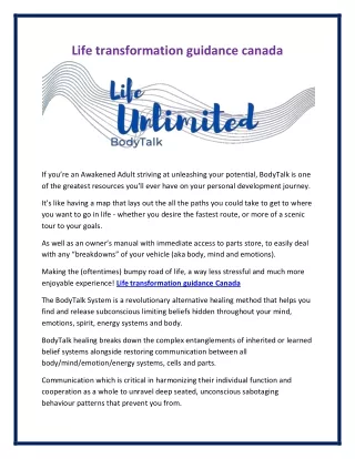 life transformation guidance canada