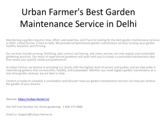 Urban Farmer's Best Garden Maintenance Service in Delhi